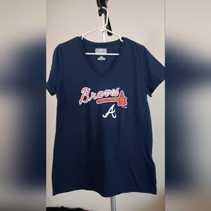 Fanatics Women's Navy Braves V-Neck Tee